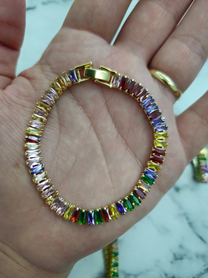 Renkli Zincir Detaylı Bohem Bileklik ve Kolye Seti - Görsel 2