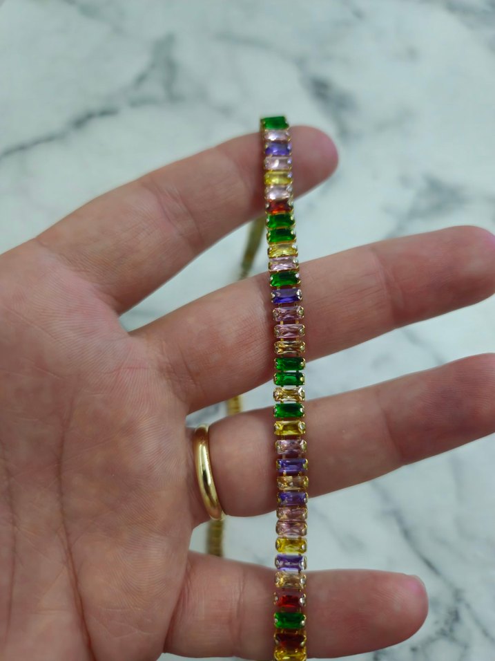 Renkli Zincir Detaylı Bohem Bileklik ve Kolye Seti - Görsel 3