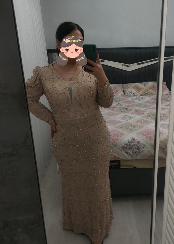 Taşlı boncuklu abiye  - Görsel 4