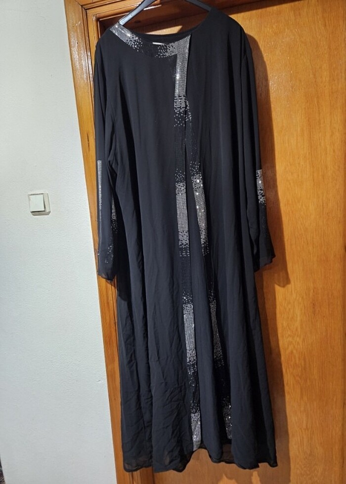 Tesettür büyük beden pullu elbise - Görsel 2