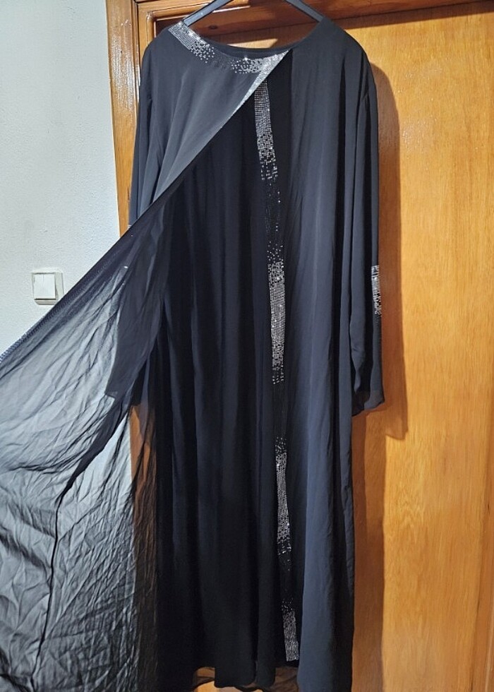 Tesettür büyük beden pullu elbise - Görsel 3