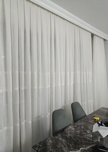 Modern Klasik Beyaz Ekose Perde - Görsel 5