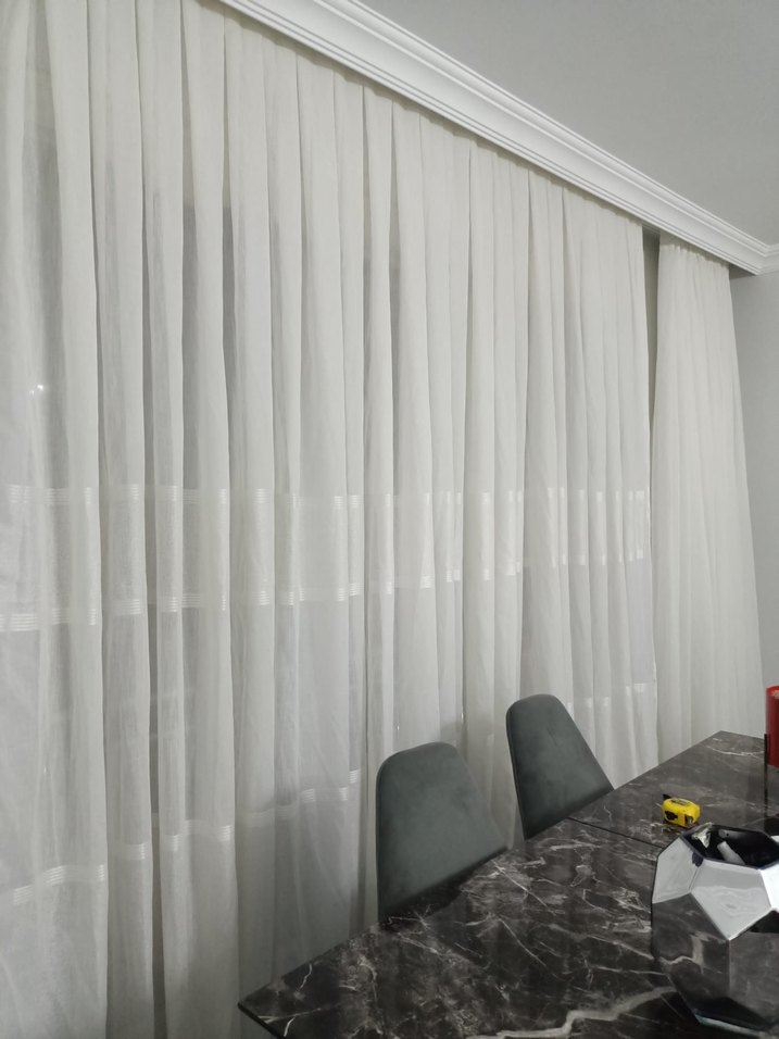 Modern Klasik Beyaz Ekose Perde - Görsel 5