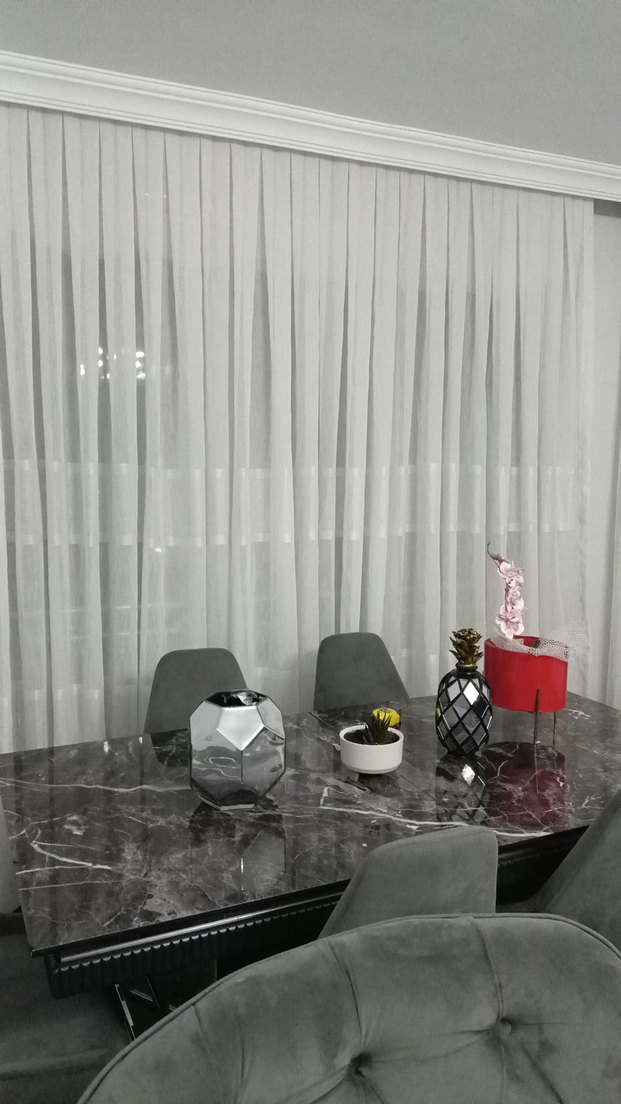 Modern Klasik Beyaz Ekose Perde - Görsel 4