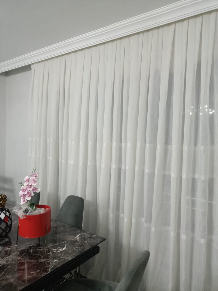 Modern Klasik Beyaz Ekose Perde - Görsel 2