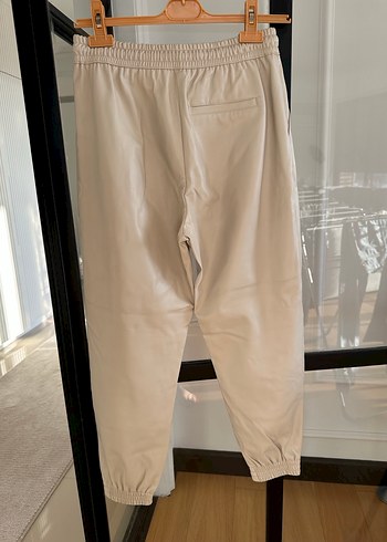 Zara Zara Bej Deri Kadın Pantolon
