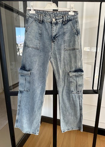 Geniş Kesim Bel Detaylı Kadın Midi Denim Pantolon