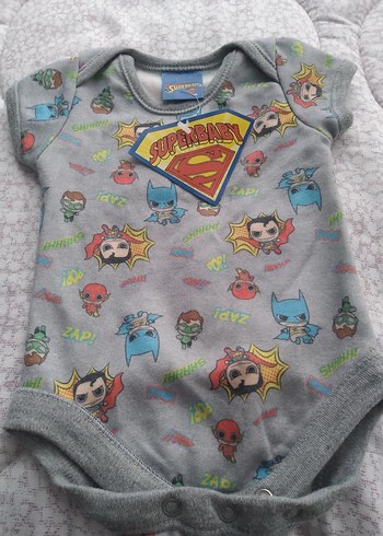 Desenli Gri Bebek Çıtçıtlı Body - Görsel 4