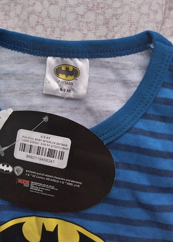 Çizgili Batman Baskılı Erkek Bebek Atlet Body - Görsel 2