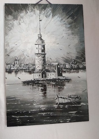 Gri Tonlarda kız kulesi mdf