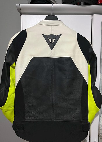 Beyaz-Siyah Deri Biker Ceket