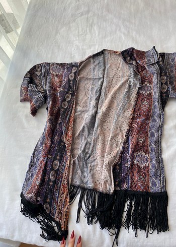 Desenli Uzun Kadın Kimono - Görsel 2