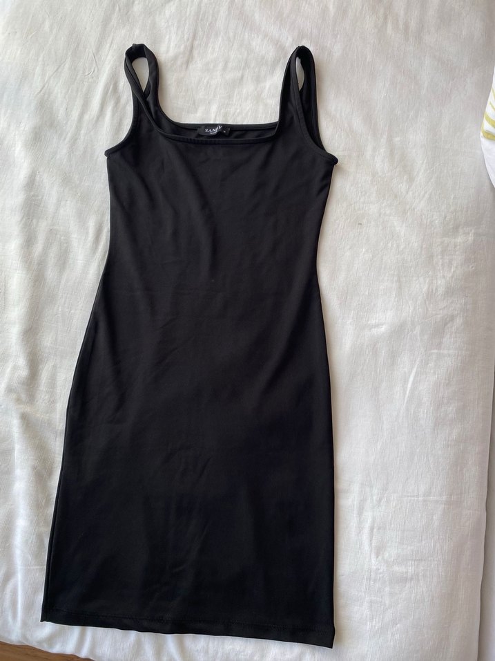 Siyah Midi Basic Kadın Elbise - Görsel 5