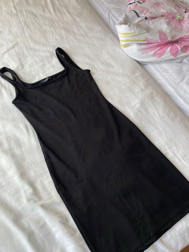 Siyah Midi Basic Kadın Elbise - Görsel 2