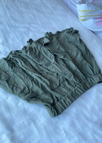 Kadın Haki Midi Keten Pileli Etek - Görsel 8