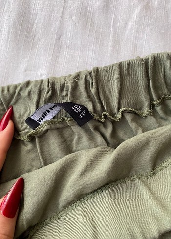 Kadın Haki Midi Keten Pileli Etek - Görsel 7