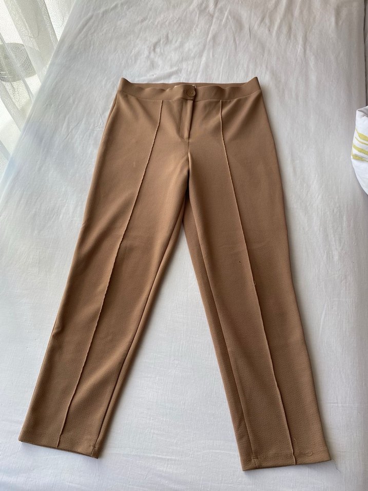 Kadın Bej Normal Boy Kumaş Pantolon - Görsel 2