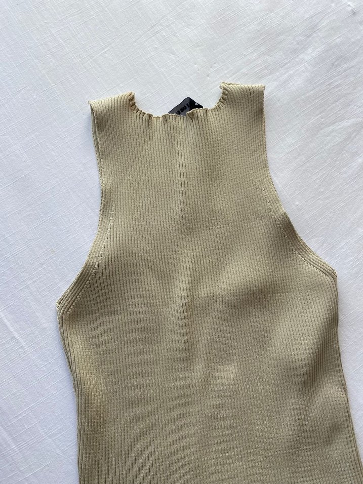 Bej Kolsuz Kadın Keten Bluz - Görsel 5