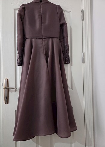 Kadın Mor Uzun Kollu Nakışlı Abiye Elbise - Görsel 4