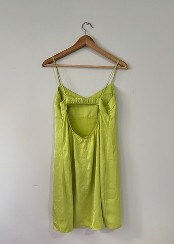 Yeşil İp Askılı Midi Keten Elbise Fairycore Y2k Vintage - Görsel 2