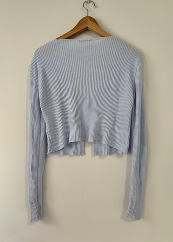 V Yaka Bağcıklı Triko Hırka - Görsel 2