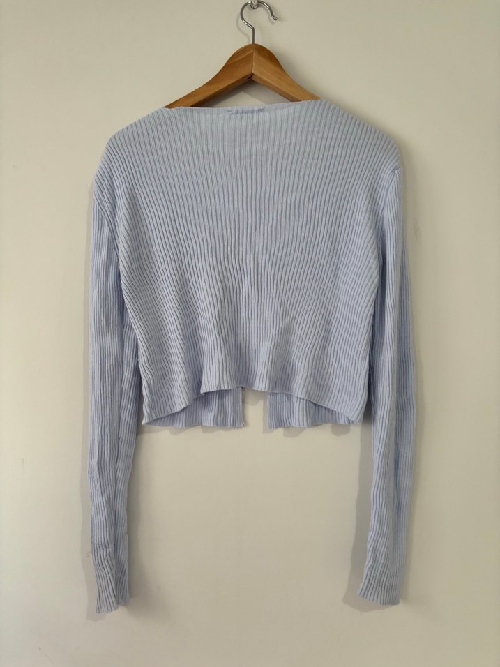 V Yaka Bağcıklı Triko Hırka - Görsel 2