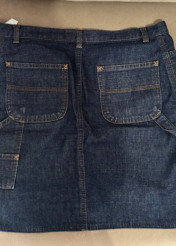 Navy Denim Midi Etek Y2k Vintage - Görsel 2