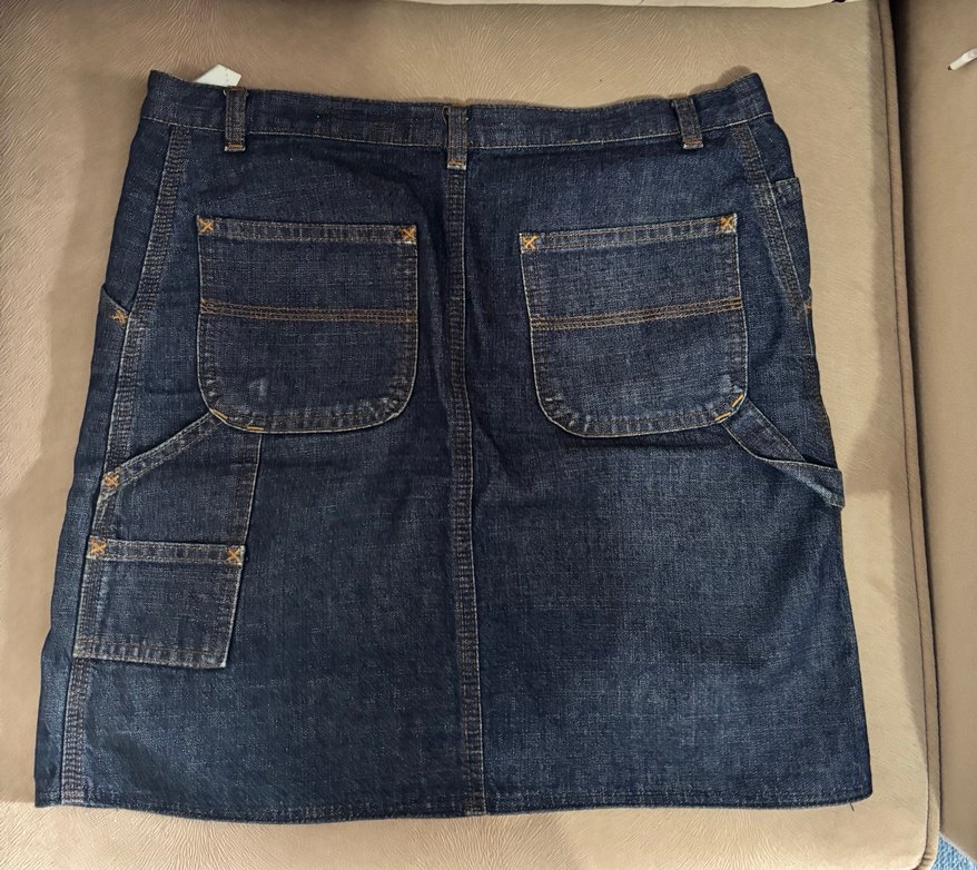 Navy Denim Midi Etek Y2k Vintage - Görsel 2