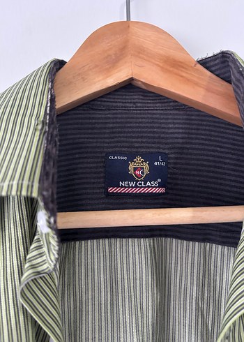 Erkek Kısa Kollu Khaki Keten Gömlek Vintage Y2k - Görsel 3