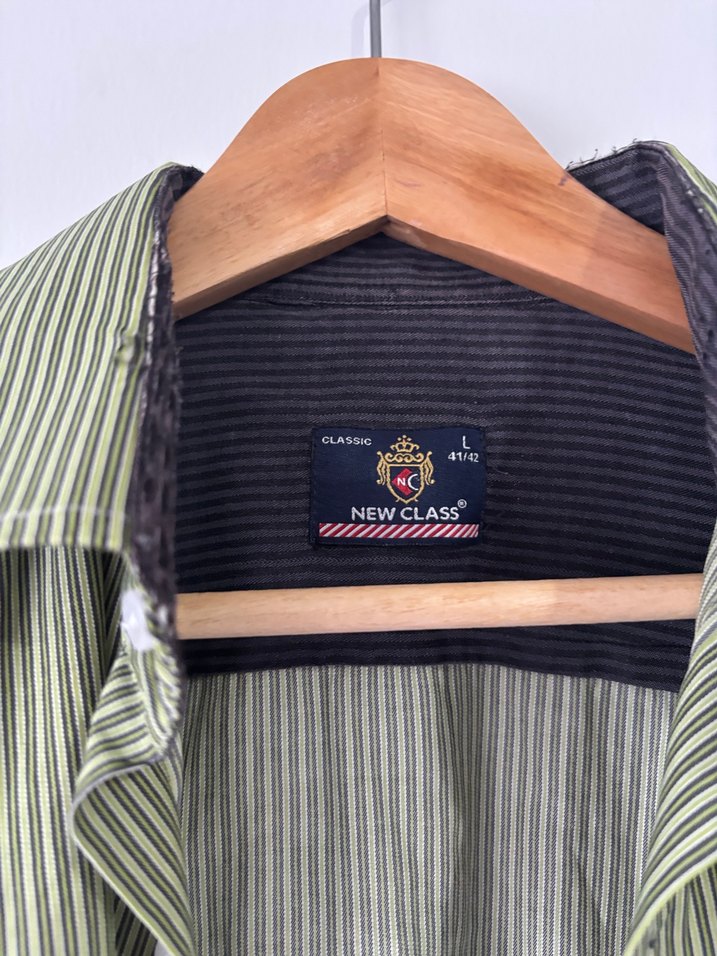 Erkek Kısa Kollu Khaki Keten Gömlek Vintage Y2k - Görsel 3