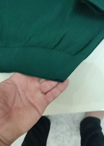 Yeşil Fermuarlı Uzun Kollu Erkek Polo Tişört - Görsel 3