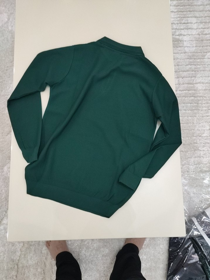 Yeşil Fermuarlı Uzun Kollu Erkek Polo Tişört - Görsel 4