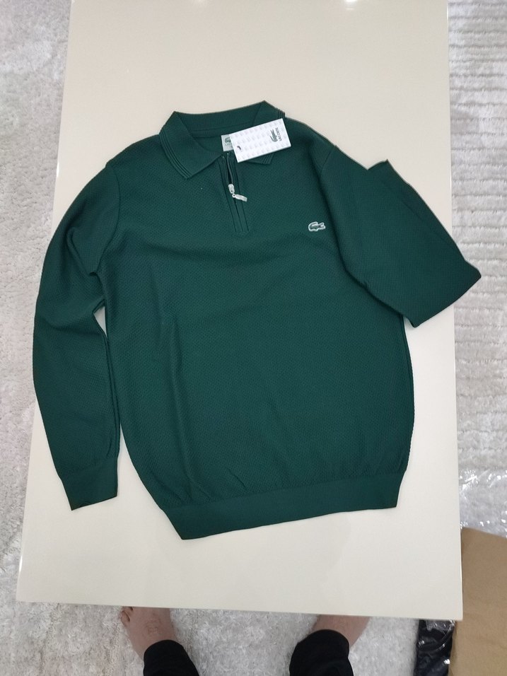 Yeşil Fermuarlı Uzun Kollu Erkek Polo Tişört - Görsel 5