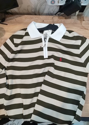 Gri Çizgili Polo Yaka Erkek Tişört - Görsel 2