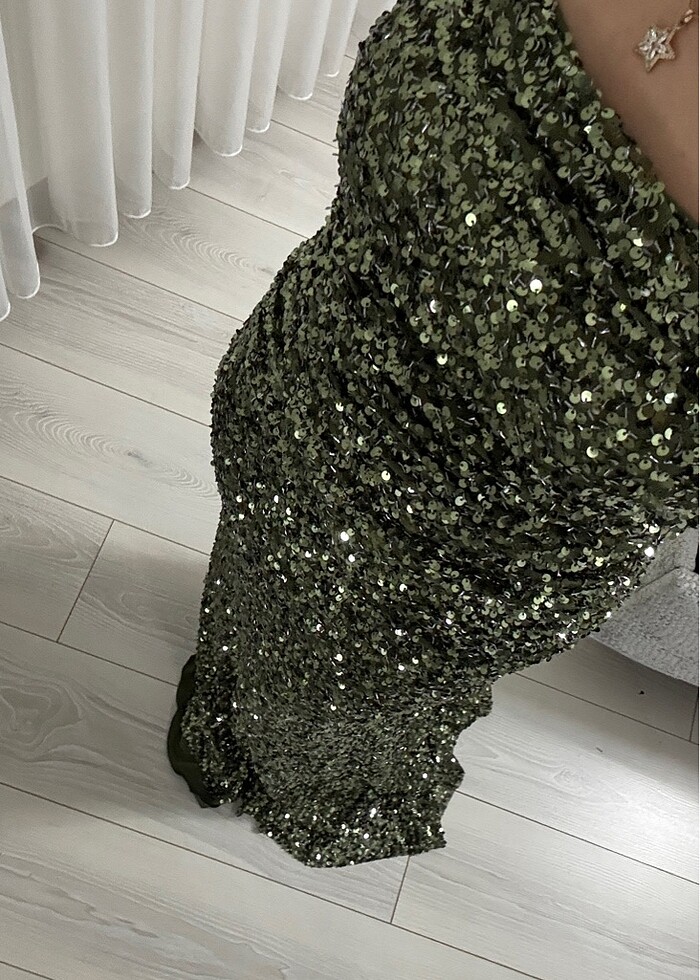 yesil payetli abiye - Görsel 2