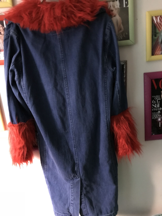 Pull and Bear P&B Red Fur Denim Jacket