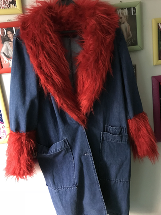 P&B Red Fur Denim Jacket