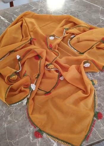 hardal sarısı yazmaya iğne oyası modeli