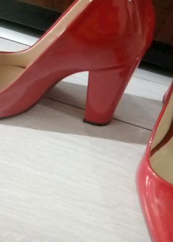 Kadın Parlak Kırmızı Stiletto Topuklu Ayakkabı - Görsel 8