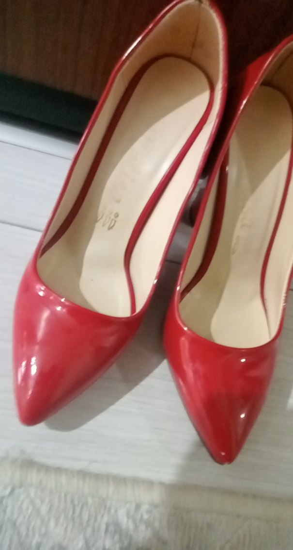 Kadın Parlak Kırmızı Stiletto Topuklu Ayakkabı - Görsel 5