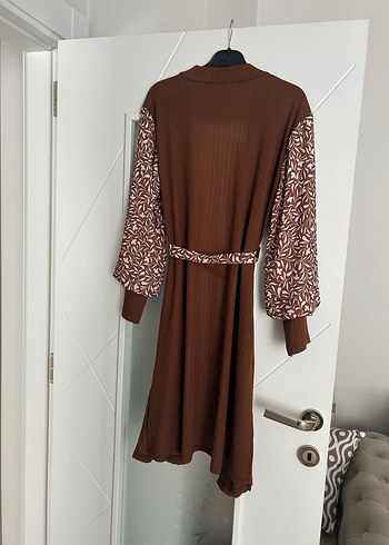 l Beden kahverengi Renk Kahverengi Uzun Kemerli Kadın Kimono