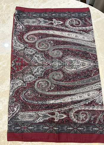 Bordo Bohem Desenli Kadın Şal - Görsel 2