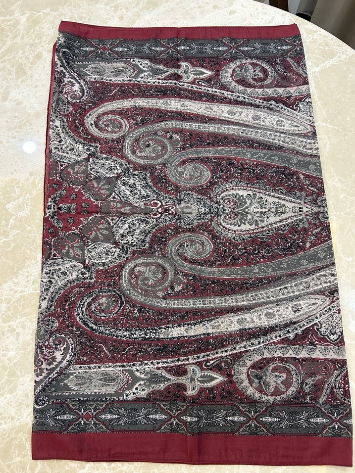 Bordo Bohem Desenli Kadın Şal - Görsel 2