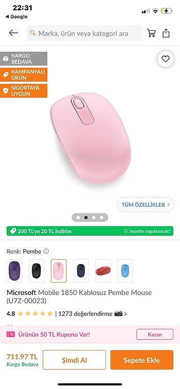 Microsoft Mouse Pembe