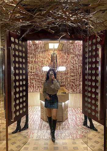 Bej Örgü Bohem Salaş Kadın Kazak - Görsel 3