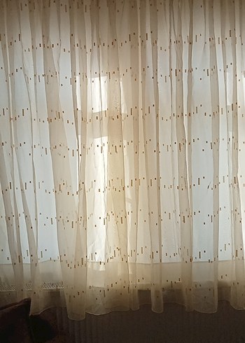 Krem  Düz Tül Perde eni 460cm boyu 200cm - Görsel 3