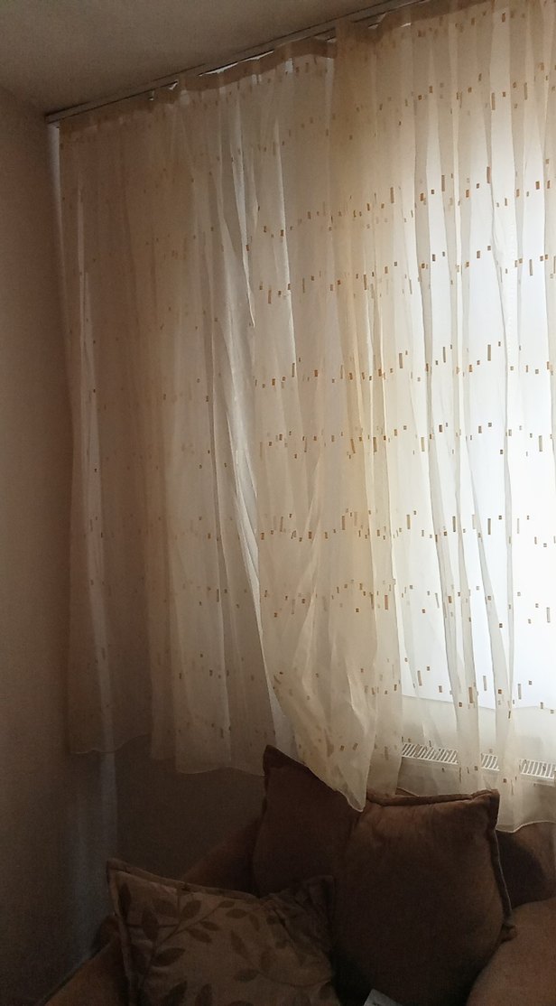 Krem  Düz Tül Perde eni 460cm boyu 200cm - Görsel 4