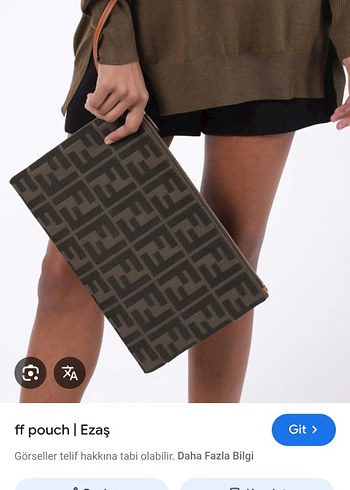 Fendi Kahverengi Fermuarlı Kadın Clutch Çanta