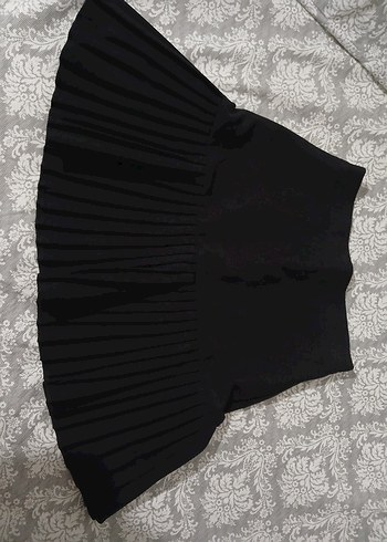 Siyah Pilili Midi Gotik Mini Etek