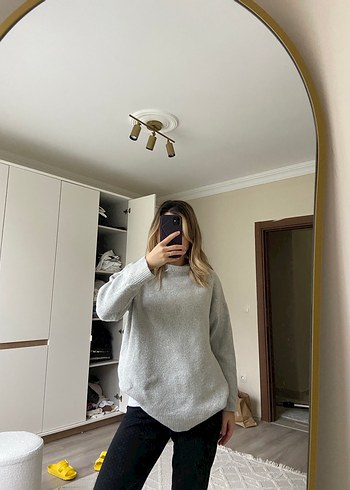 Bershka Gri Örgü Kadın Yün Kazak
